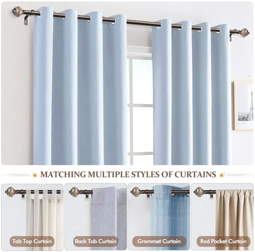 KAMANINA 1 Inch Bronze Curtain Rods 72-144 Inches Adjustable Heavy Duty