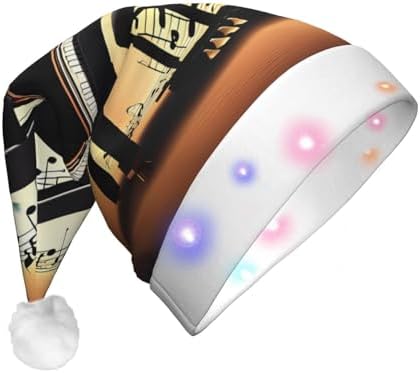 Piano Violin Music Notes Christmas Hat with LED Lights