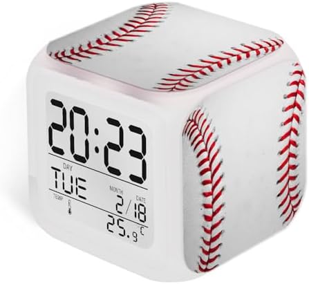 Baseball Alarm Clock with Color Changing Nightlight