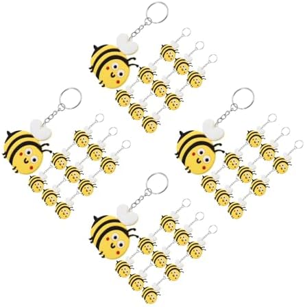 LUOZZY 40 Pcs Cartoon Bee Keychain Set Yellow