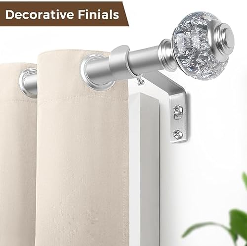 USFOOK 1 Inch Telescoping Curtain Rods 72-144 Inches