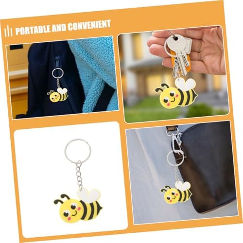 20Pcs Cute Bee Keychains for Backpack Charms and Party Favors