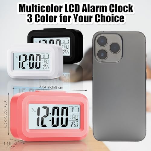 Highergo 3 Pack Digital Alarm Clocks with Night Light and Temperature Display