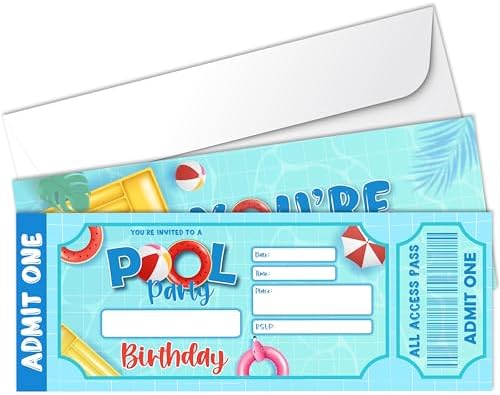 Pool Birthday Party Invitations 20 Pack Double Sided