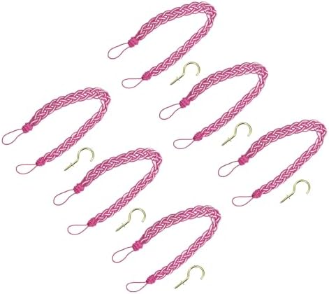 Uxcell 6Pcs Curtain Tiebacks 58cm Fuchsia Mixed Silver
