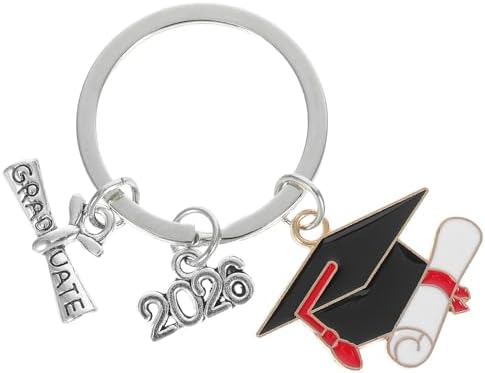 LUOZZY 10 Pcs Graduation Keychain Caps Keyring Pack