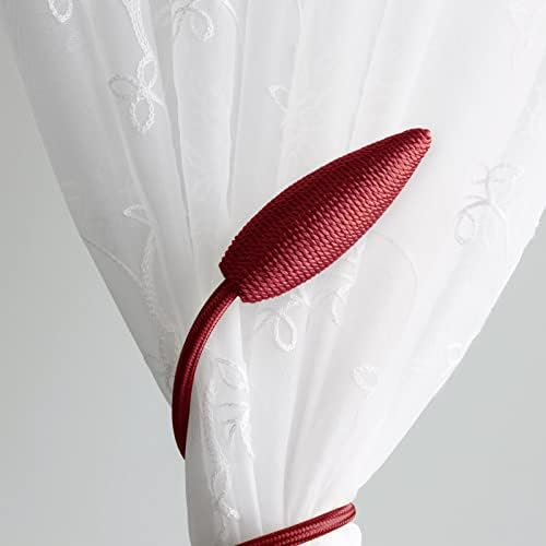 Valea Home 2 Piece Christmas Curtain Tiebacks Clips Burgundy