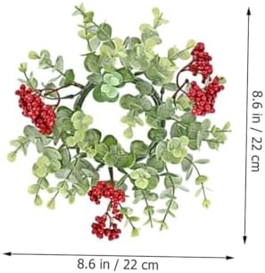 2pcs Eucalyptus Red Berry Candle Christmas Wreaths for Party
