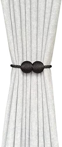 Melaluxe 2 Pack Magnetic Curtain Holdbacks Black