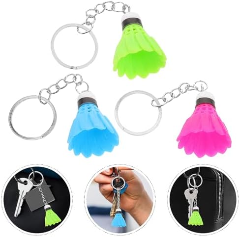 LOGOFUN 18PCS Mini Shuttlecock Keychain Set - 3 Colors