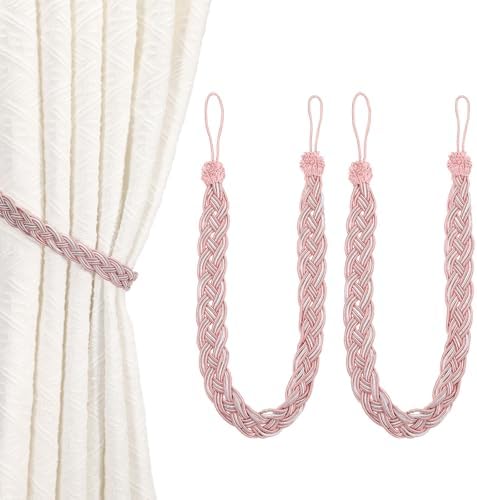 Uxcell 2 Pcs Light Pink Braided Curtain Tiebacks