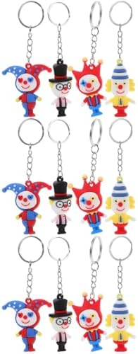 LOGOFUN 12 Pcs Crown Key Chains Resin Circus Cartoon Keyrings
