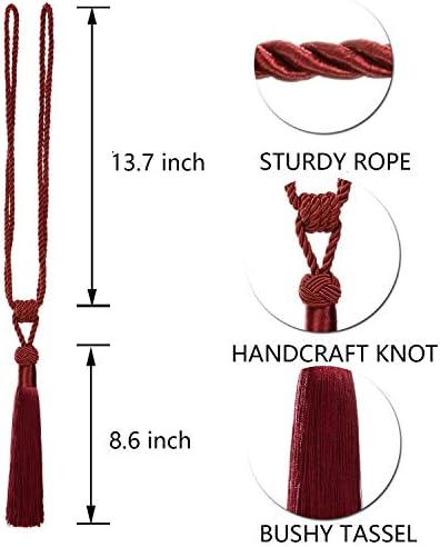 BEL AVENIR Curtain Tiebacks 2 Pack Red Tassels Holdbacks