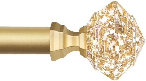 TONIAL Telescoping Window Rods 48-84 Inch Luxury Gold Diamond Finial