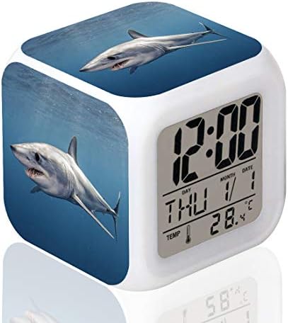 LED Alarm Clock with Shark Pattern Night Light