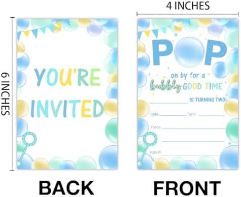 Bubble Party Birthday Invitations with Envelopes Set of 20