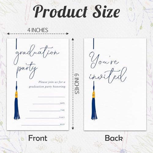 Blue Graduation Invitation Cards With 20 Envelopes