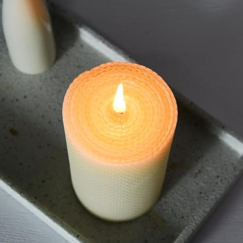 AGLARY 3 Pack 6 Inch Beeswax Pillar Candles White Unscented Dripless Smokeless