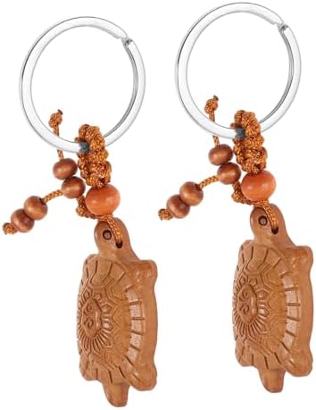 SOIMISS Wooden Turtle Keychain Car Accessory