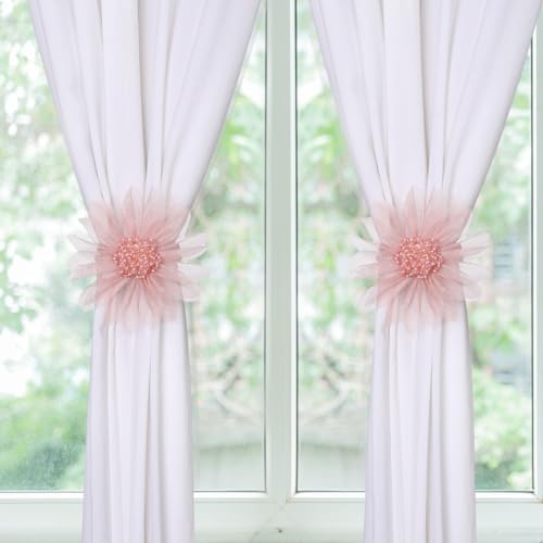 SUQ I OME Crystal Flower Magnetic Curtain Tieback Holdback - Pink