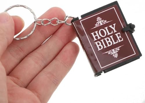4pcs Miniature Bible Keychain Set with English Verses