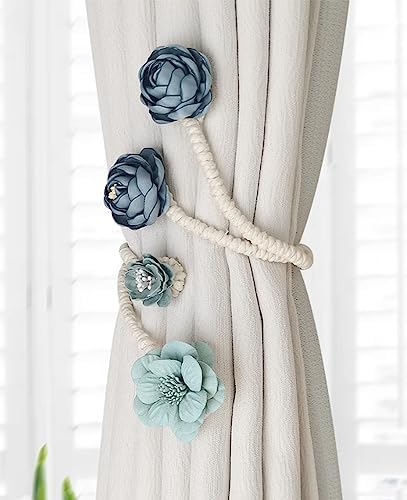 2 Pieces Flexible Curtain Tiebacks with Flower Design