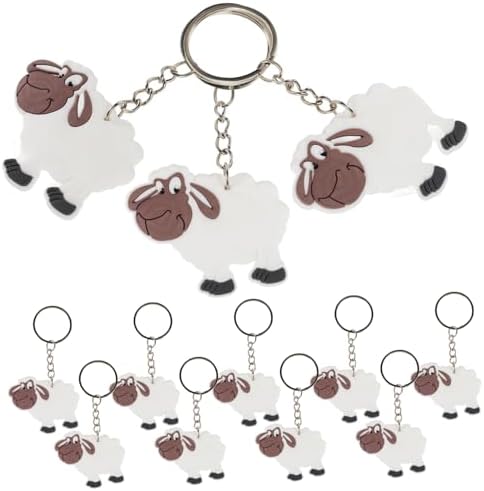 60 Pcs Cute Sheep Keychain Pendant Key Ring