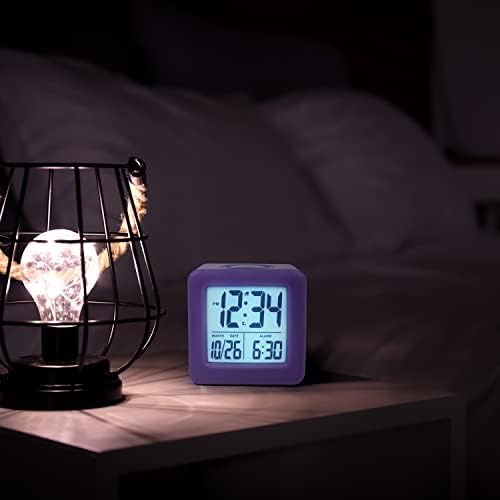 Equity 73004 Purple Soft Cube LCD Alarm Clock with Smart Light 1