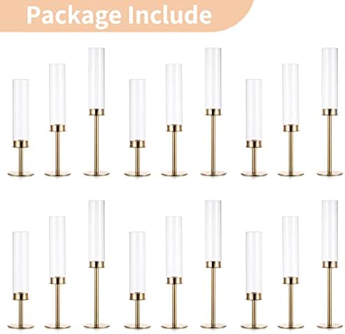 NUPTIO 18 Piece Clear Glass Hurricane Candle Holder Set