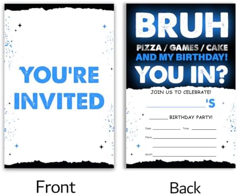 UPNEGE Birthday Invites Boy Party Invitations with Envelope Pack of 20