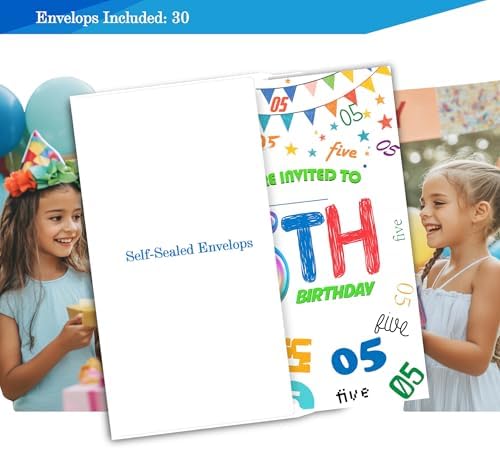 5th Birthday Invitations 4x6 Inches 30 Sets