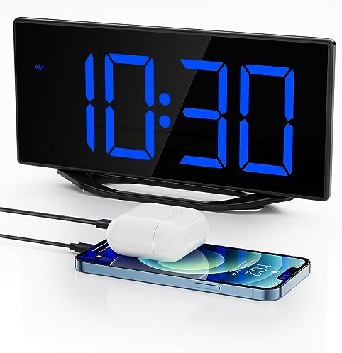 Digital Alarm Clock with Large Numbers and USB Charging