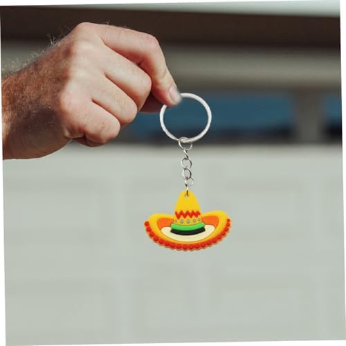 Uonlytech 10pcs Mexican Keychains Cactus Hat Guitar Maraca Party Favors