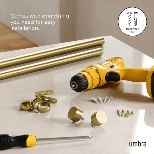 Umbra Cappa Curtain Rod - 1-Inch Adjustable Brass