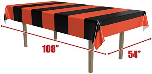 Beistle Halloween Orange Black Striped Table Covers 2 Pack