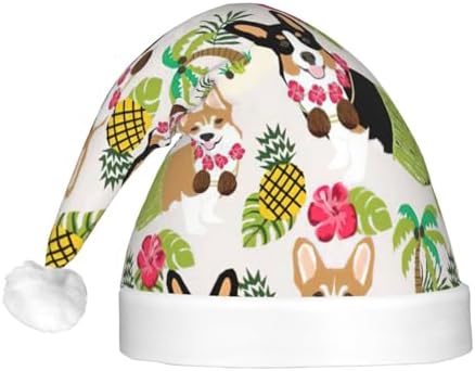 Corgi Pineapple Print LED Christmas Hat for Adults