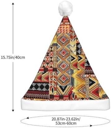 African Textile Patchwork Print LED Christmas Hat for Adults