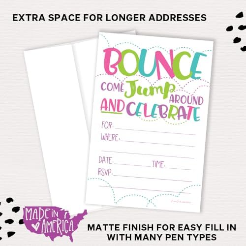 Girl Bounce House Party Invites 20 Count With Envelopes