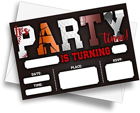 DETIHO 4x6 Sports Birthday Party Invitations 20 Sets