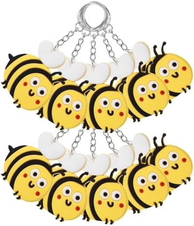 LUOZZY 40 Pcs Cartoon Bee Keychain Set Yellow