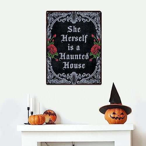 Halloween Witches House Rules Metal Tin Sign 12x16 Inches