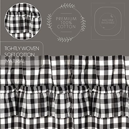 VHC Brands Black Buffalo Check Swag Curtains Pair Modern Farmhouse Style