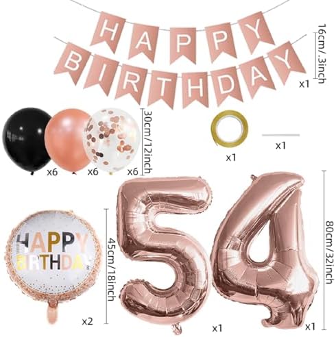 Rose Gold 54th Birthday Foil Balloon Decorations
