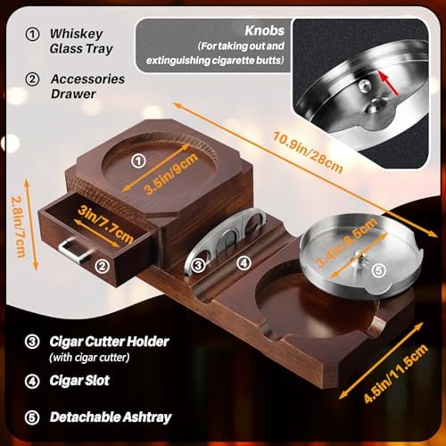 Grovind Cigar Ashtray Set with Cutter and Whiskey Tray