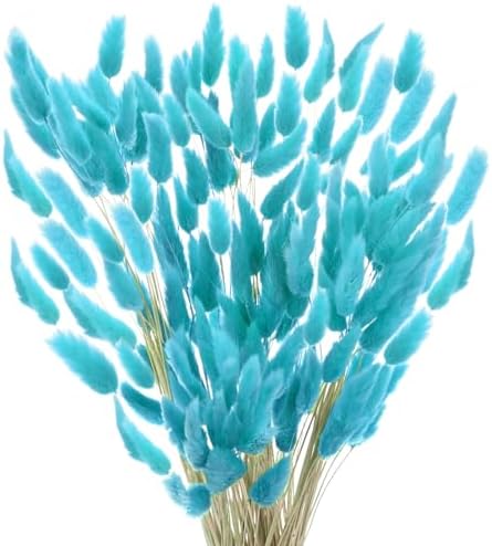 180-Pack Light Blue Bunny Tail Grass Decor