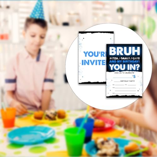 UPNEGE Birthday Invites Boy Party Invitations with Envelope Pack of 20