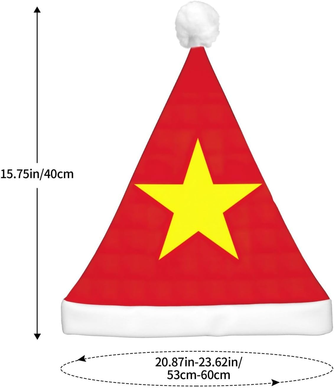 Vietnamese Flag Print Christmas Hat with LED Lights