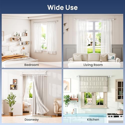 ENJOYBASICS No Drill Curtain Rods White 27-65 Inch Adjustable