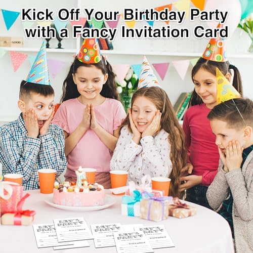 Black and White Birthday Invitations 25 Cards with Envelopes