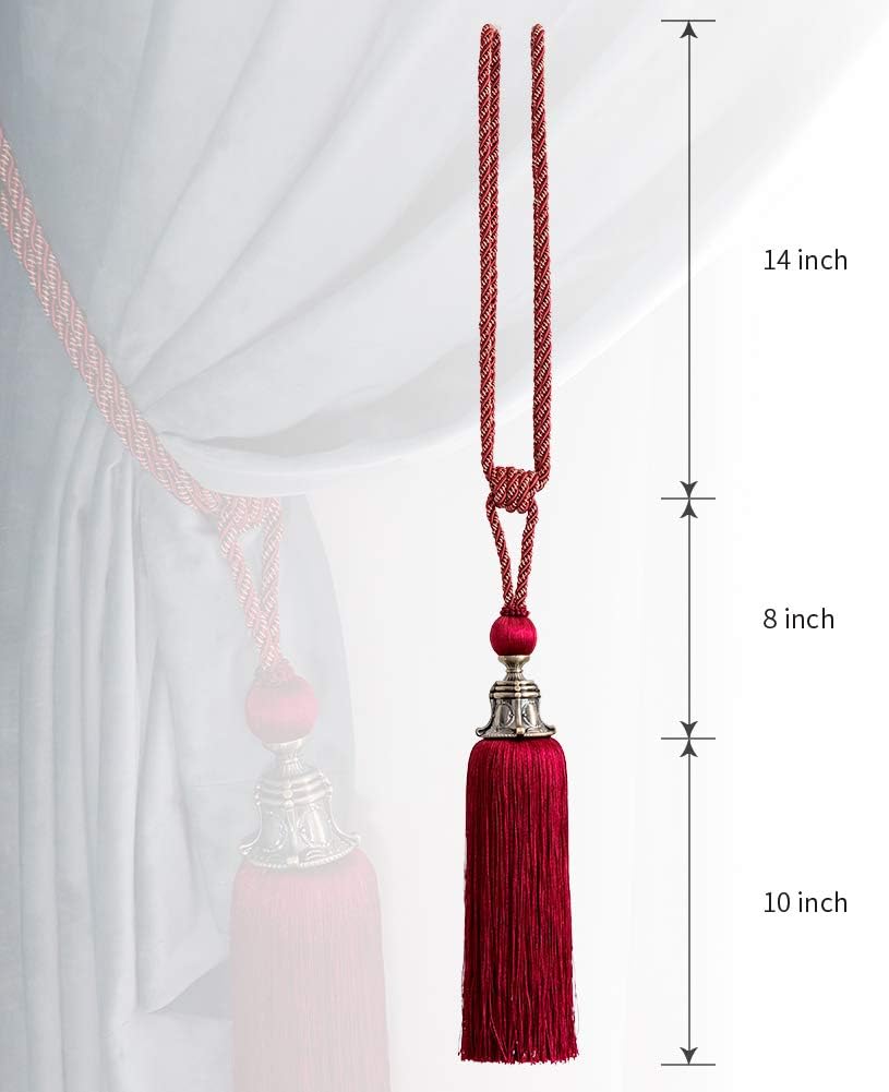 Melodieux Decorative Curtain Tiebacks Red Antique Tassels Set of 2